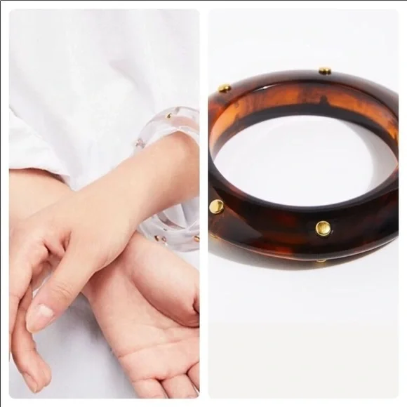 Irregular// Free People Resin Gold Stud Bangle Bracelet - Picture 1 of 8